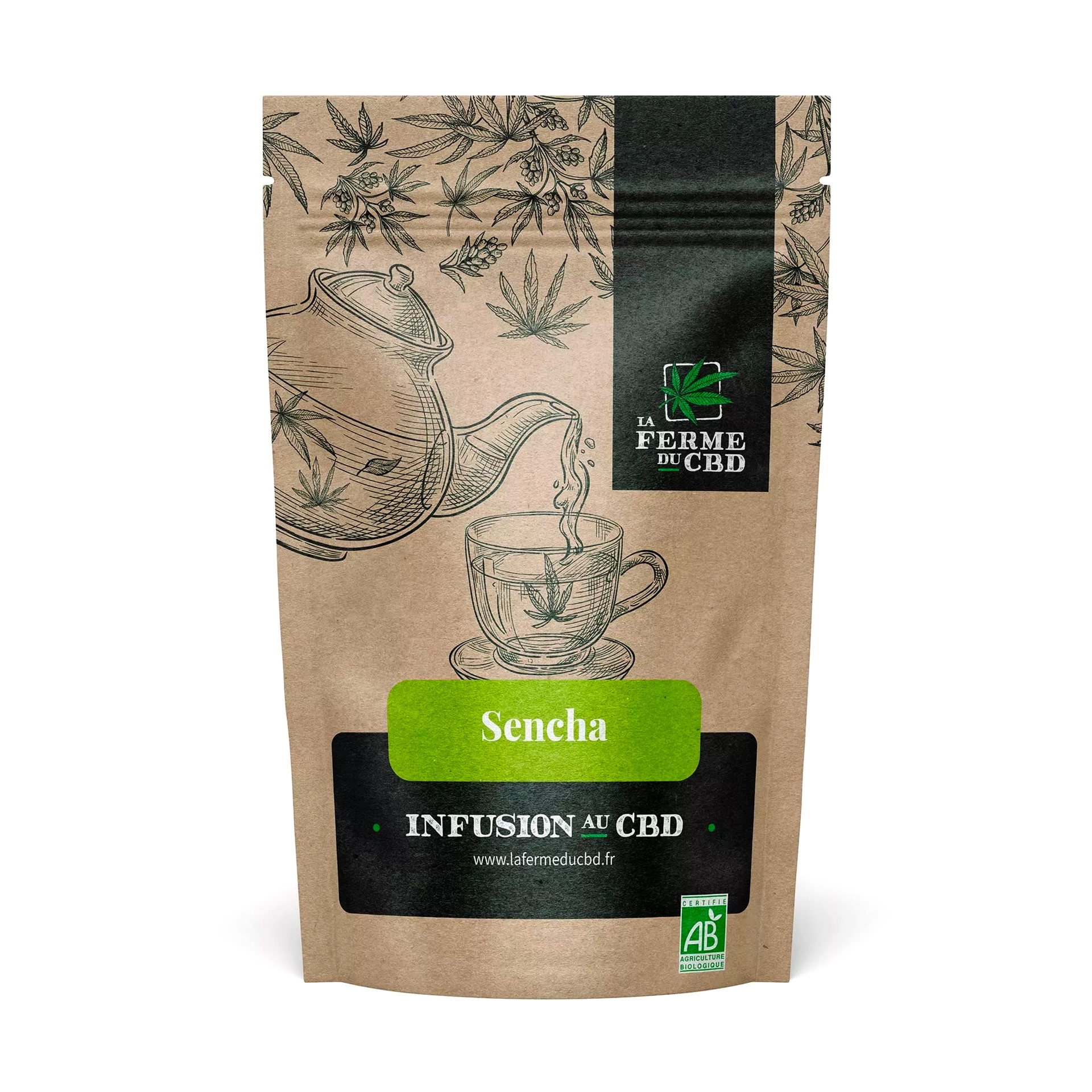 Sachet pour infusion CBD avec thé vert Sencha "La Ferme du CBD"