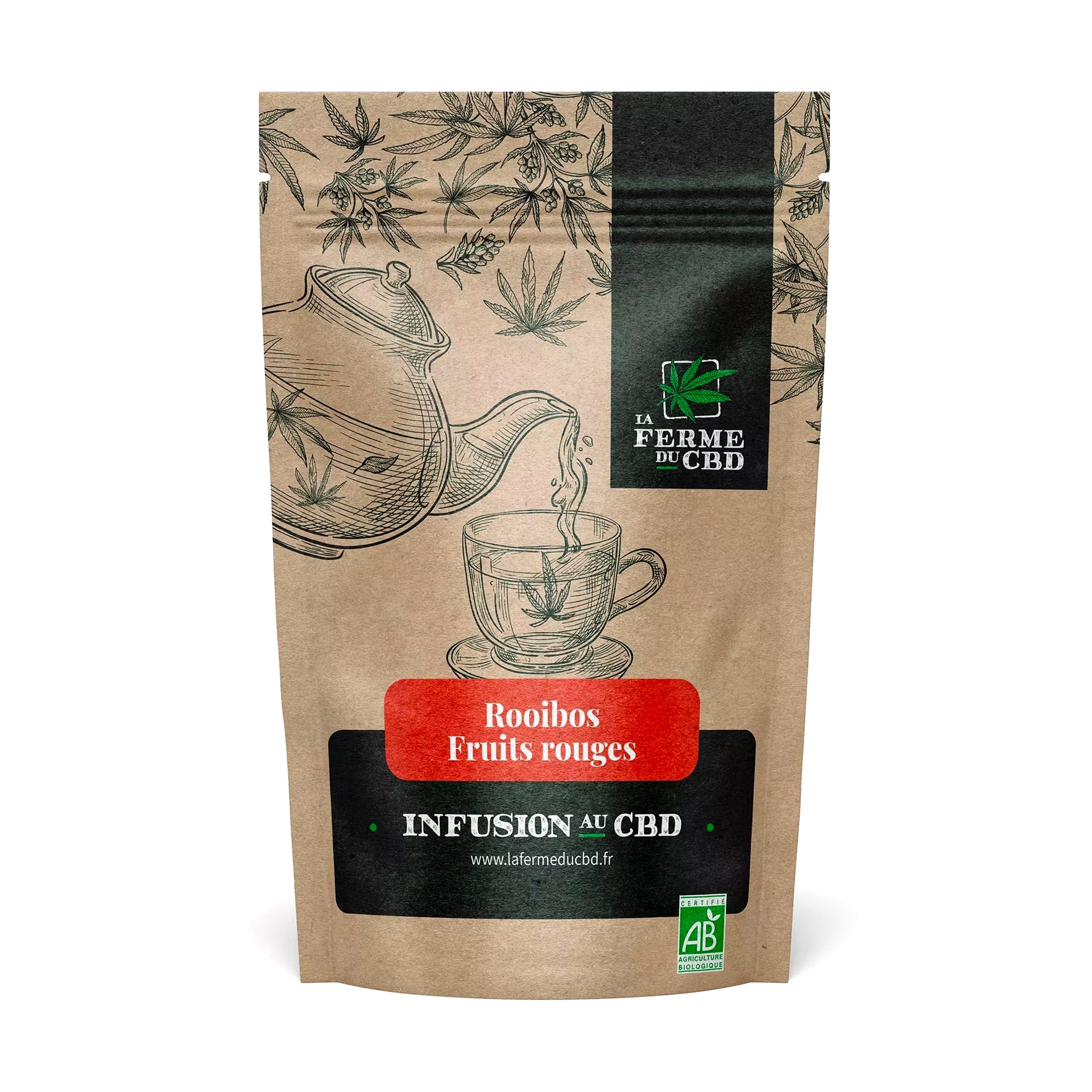 Paquet pour infusion CBD au goût Rooibos et Fruits Rouges