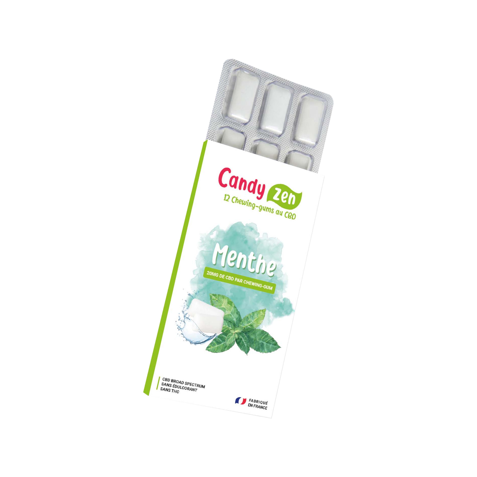 Chewing-gums au CBD (cannabidiol) - Candy Zen - Saveur menthe