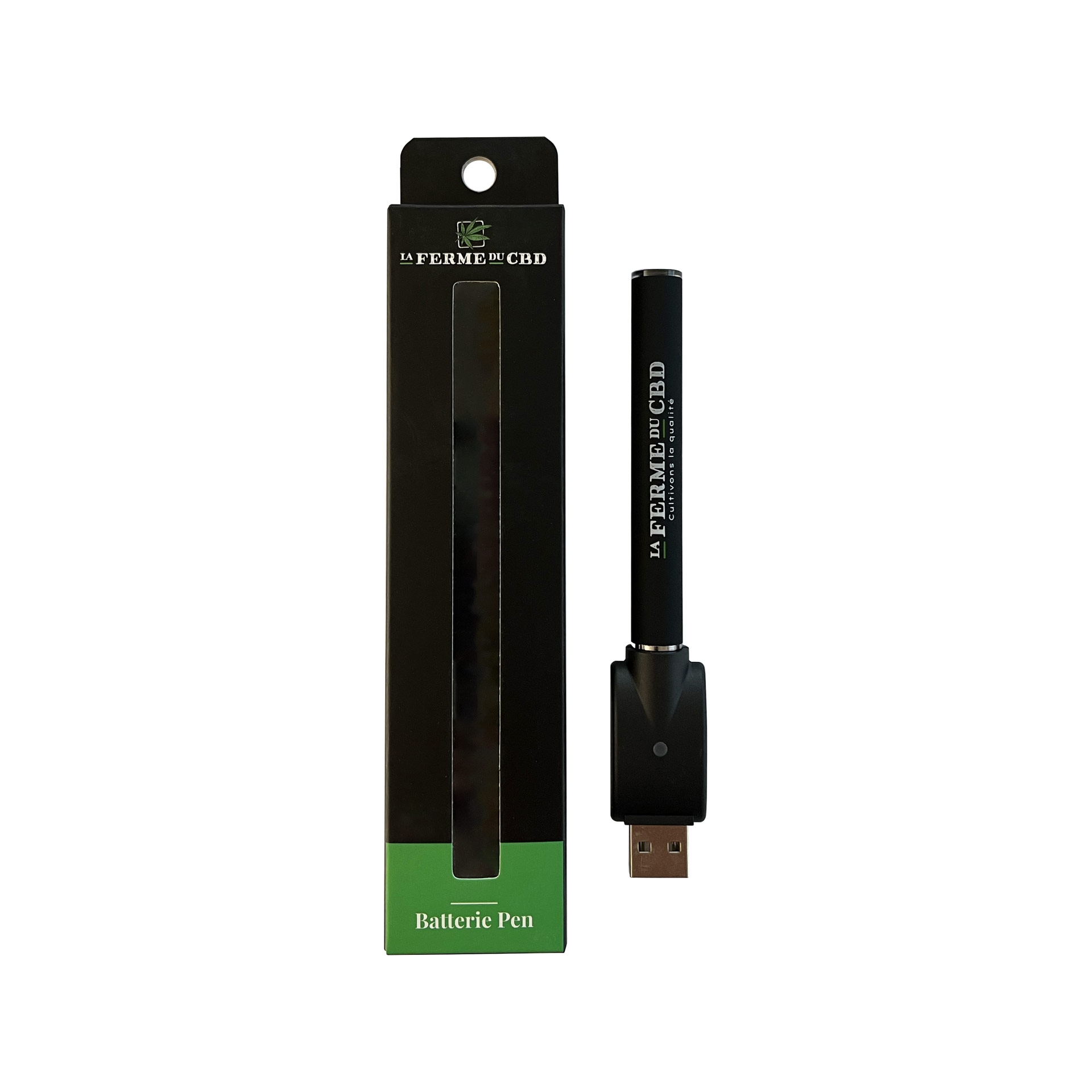 Pen batterie La Ferme du CBD rechargeable par USB, s'adapte aux cartouches de CBD