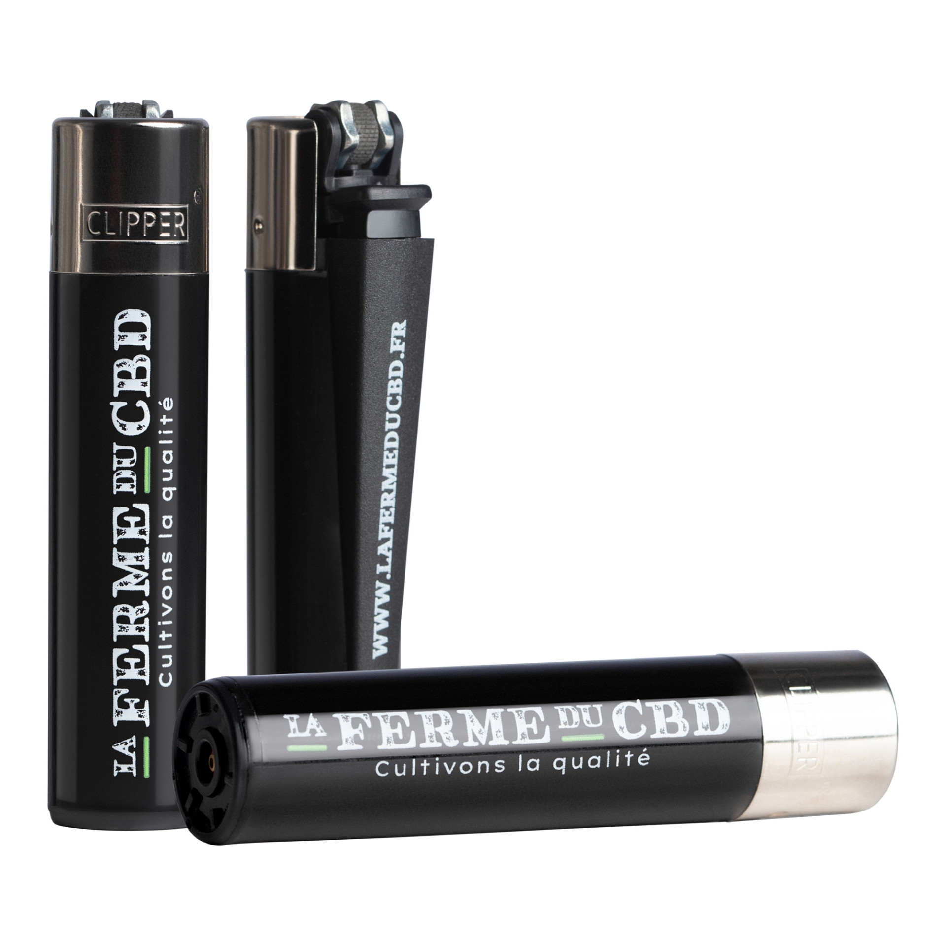 Briquet Clipper édition "La Ferme du CBD" de couleur noire