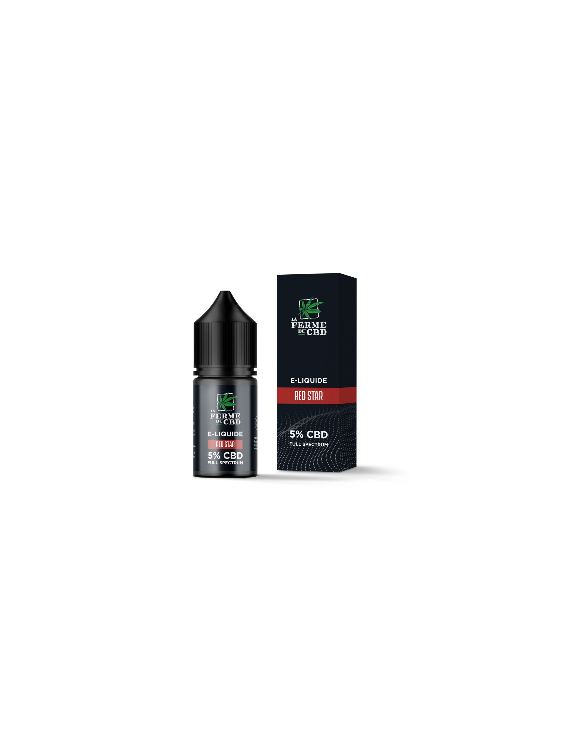 Flacon de 10 ml d'e-liquide Full Spectrum goût Red Star avec 5% de CBD et son emballage