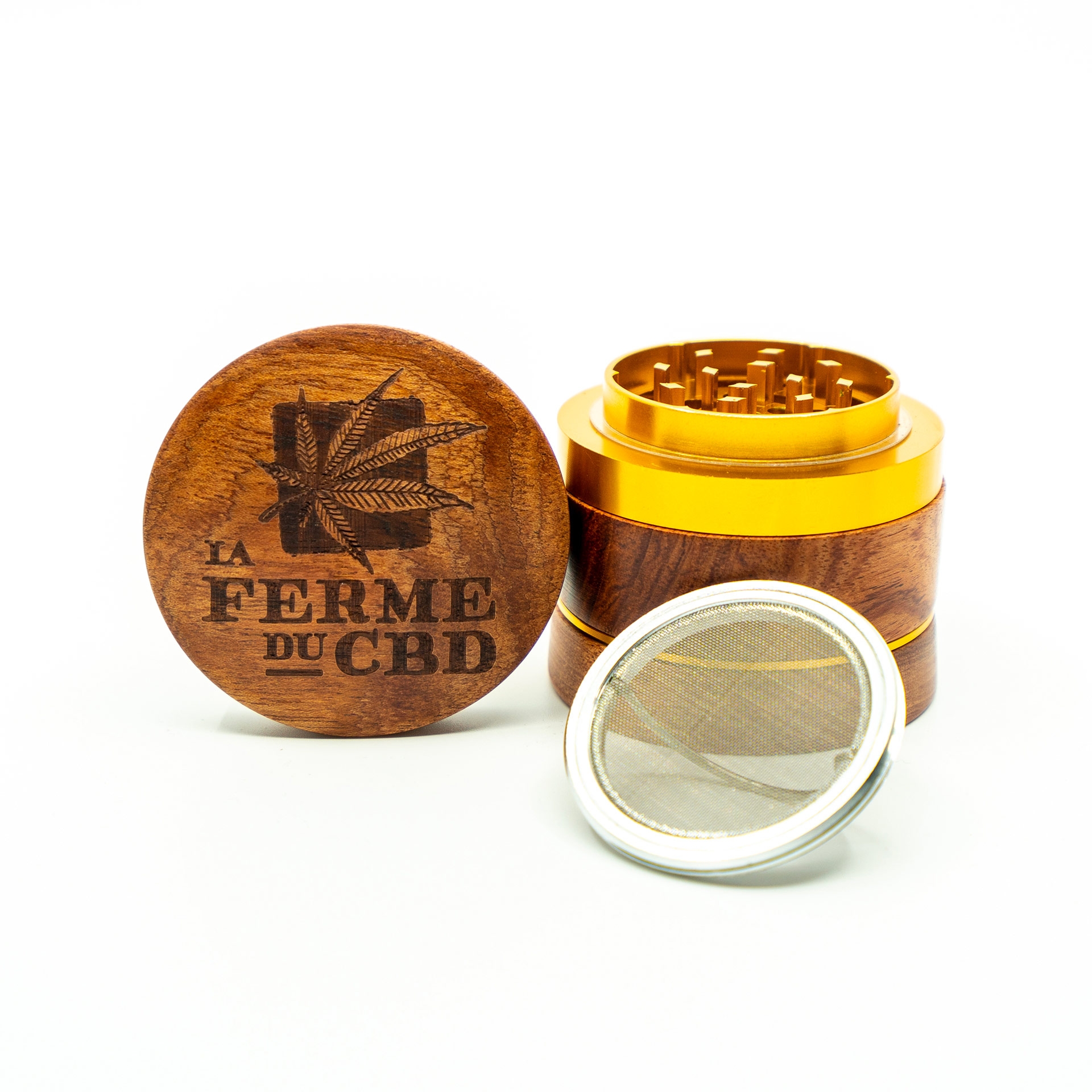 Grinder la Ferme du CBD en bois de noyer