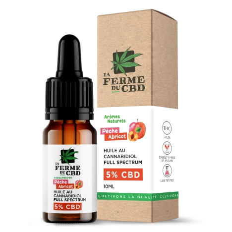 Huile CBD 5% Pêche-Abricot