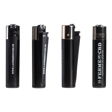 Différentes vues du briquet Clipper La Ferme du CBD